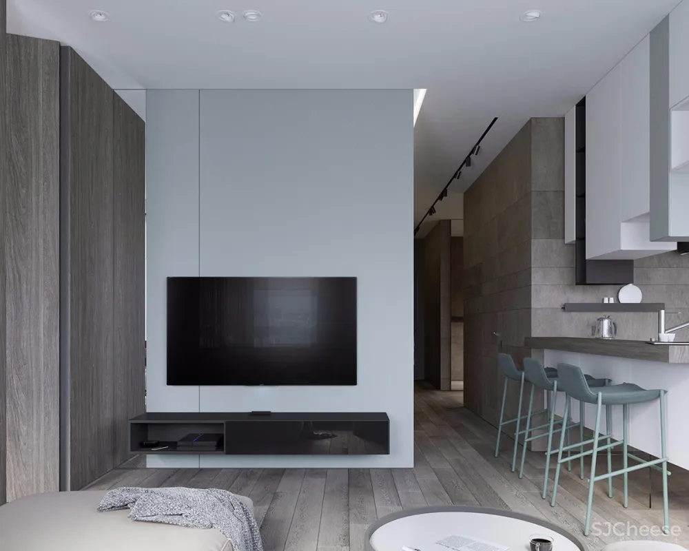 100㎡ 三室一厅,厨房、客厅这样设计太走心了