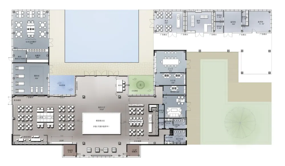 景地组设计新作—1200m²新中式风格伴山云庐售楼部落地设计方案