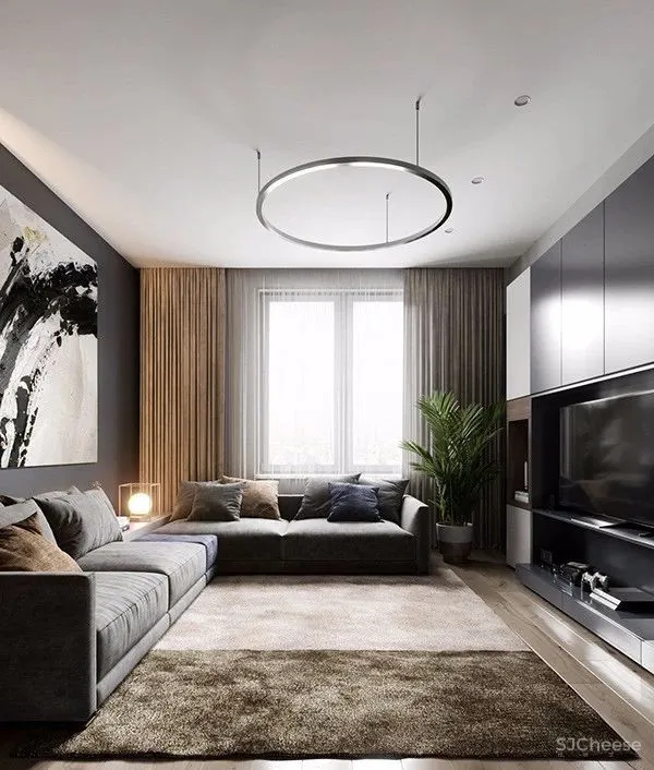 100㎡ 简约风三口之家,把拼接玩出高级感