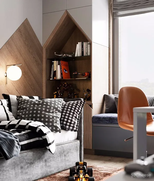 100㎡ 简约风三口之家,把拼接玩出高级感