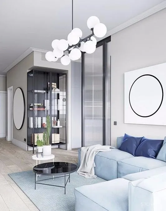 94㎡ 圆形主题设计丨清新配色怎么看都不腻