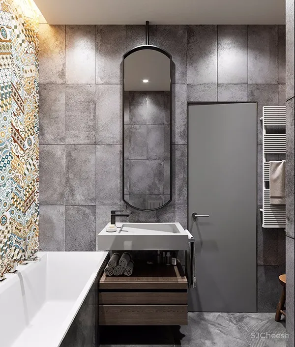 100㎡ 简约风三口之家,把拼接玩出高级感