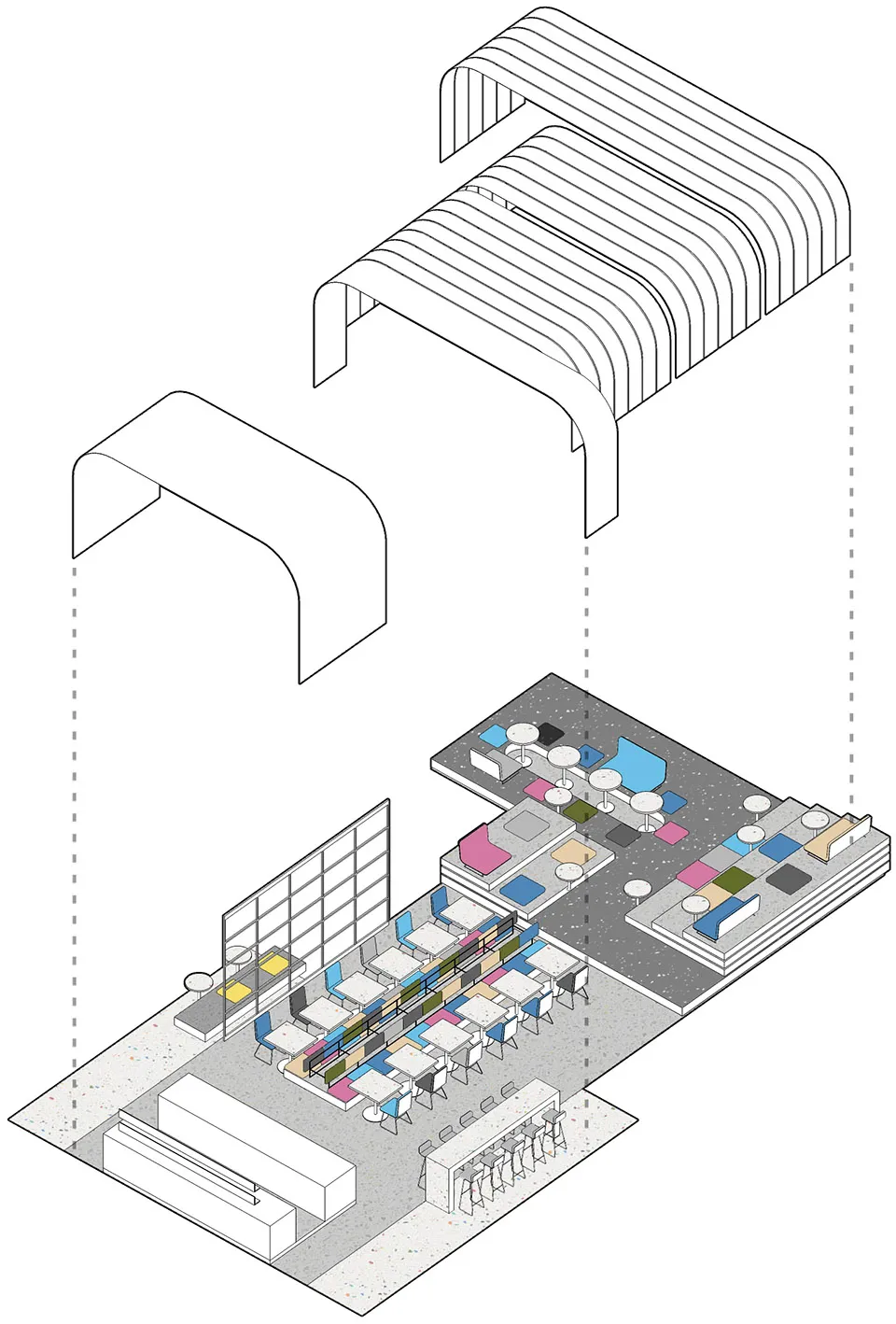 弧形光带围合而成的美食空间 头条计画