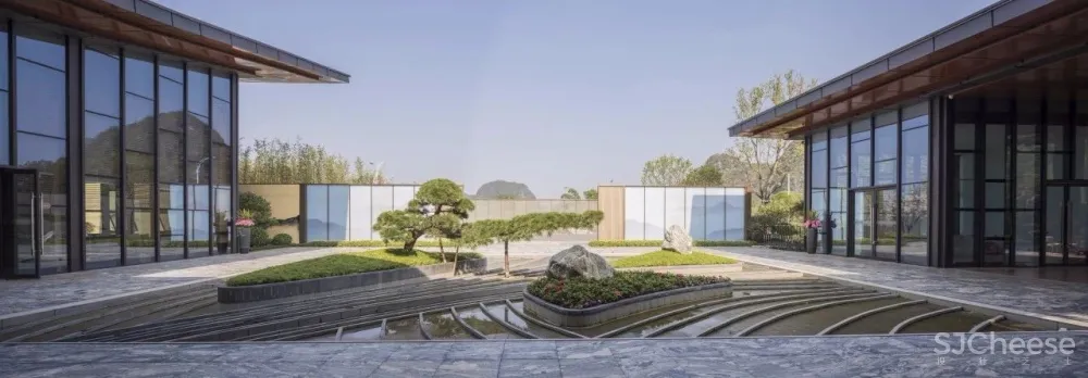 景地组设计新作—1200m²新中式风格伴山云庐售楼部落地设计方案