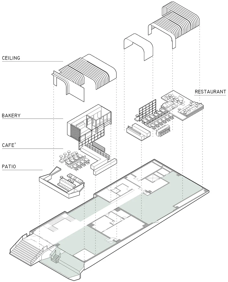 弧形光带围合而成的美食空间 头条计画