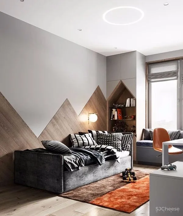 100㎡ 简约风三口之家,把拼接玩出高级感