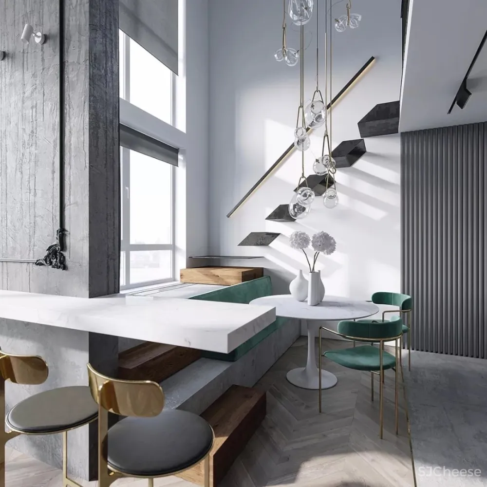 雅致与俏皮，在这座挑高公寓里交织 | Barinov Andrey 首