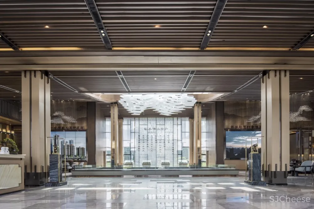 景地组设计新作—1200m²新中式风格伴山云庐售楼部落地设计方案