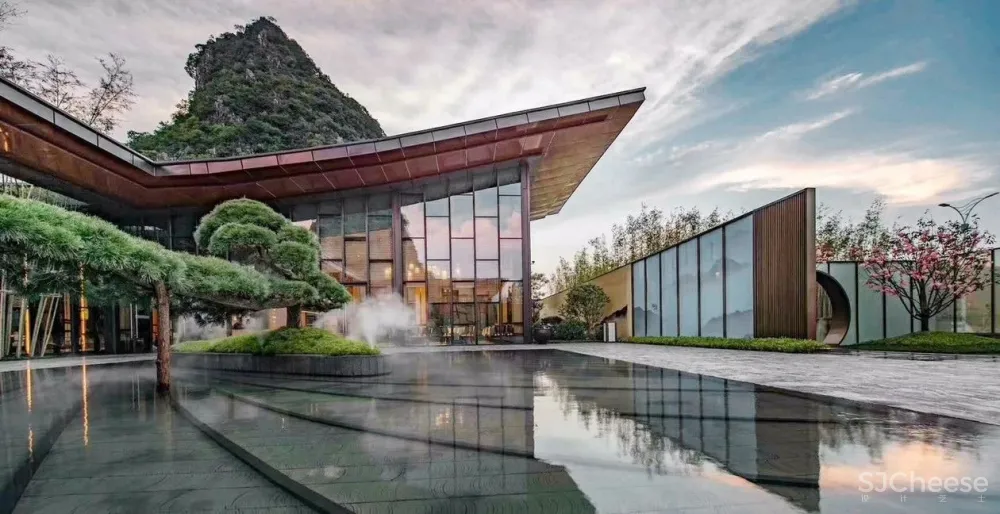 景地组设计新作—1200m²新中式风格伴山云庐售楼部落地设计方案