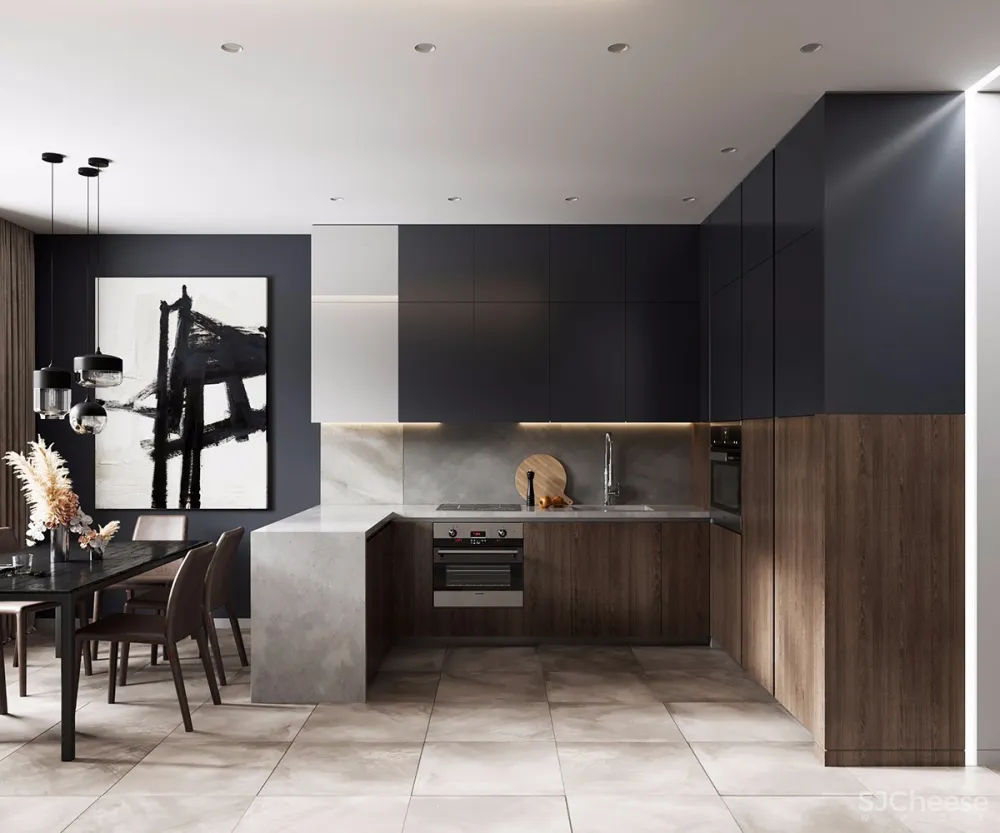 100㎡ 简约风三口之家,把拼接玩出高级感