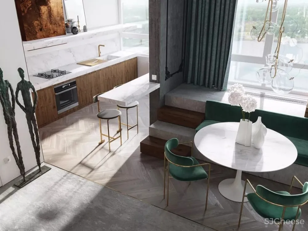 雅致与俏皮，在这座挑高公寓里交织 | Barinov Andrey 首