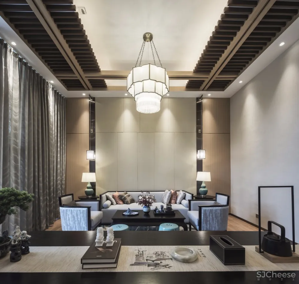 景地组设计新作—1200m²新中式风格伴山云庐售楼部落地设计方案