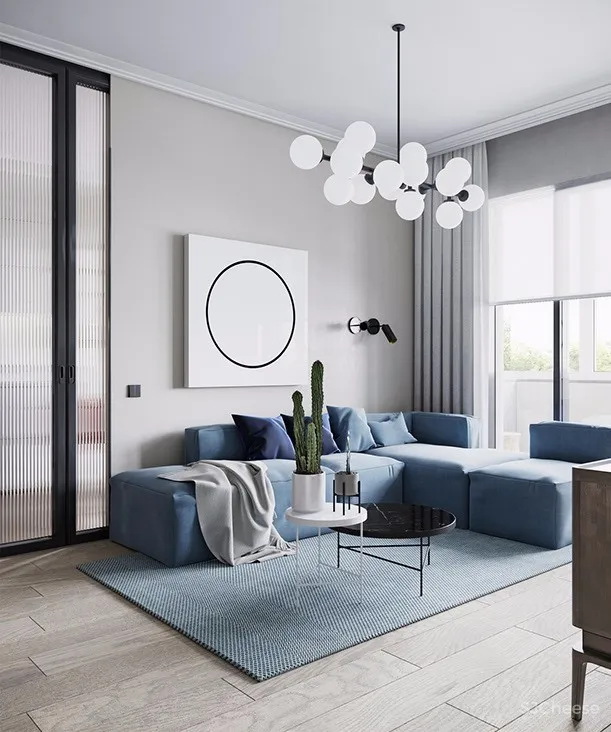 94㎡ 圆形主题设计丨清新配色怎么看都不腻