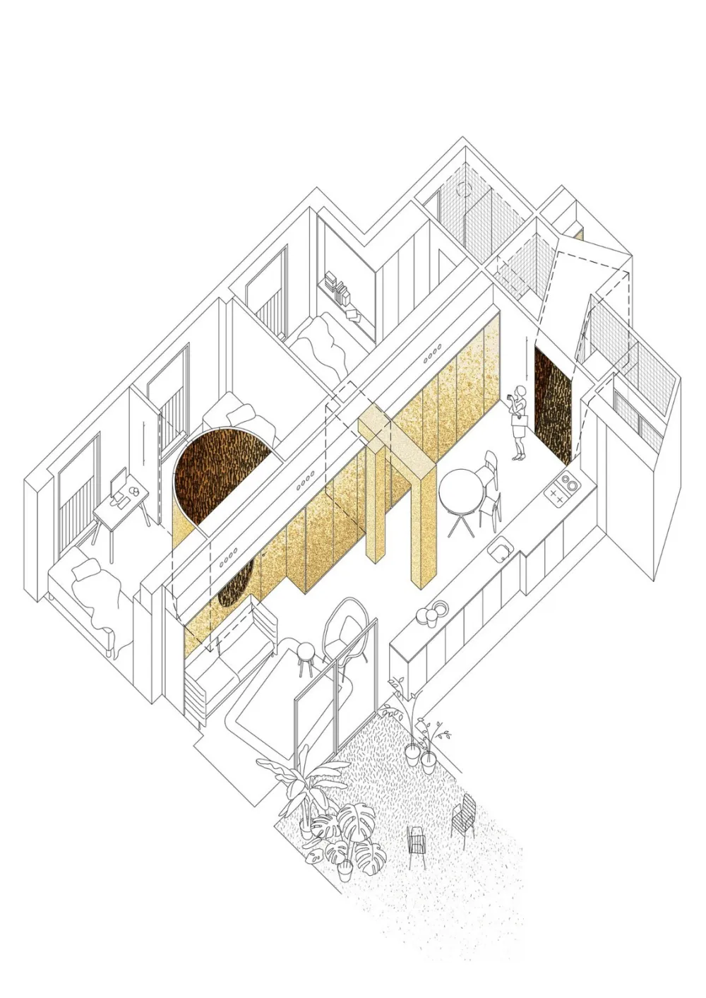 首发 | 三位建筑师共同设计 西班牙撞色几何形状架构的可持续阁楼公寓
