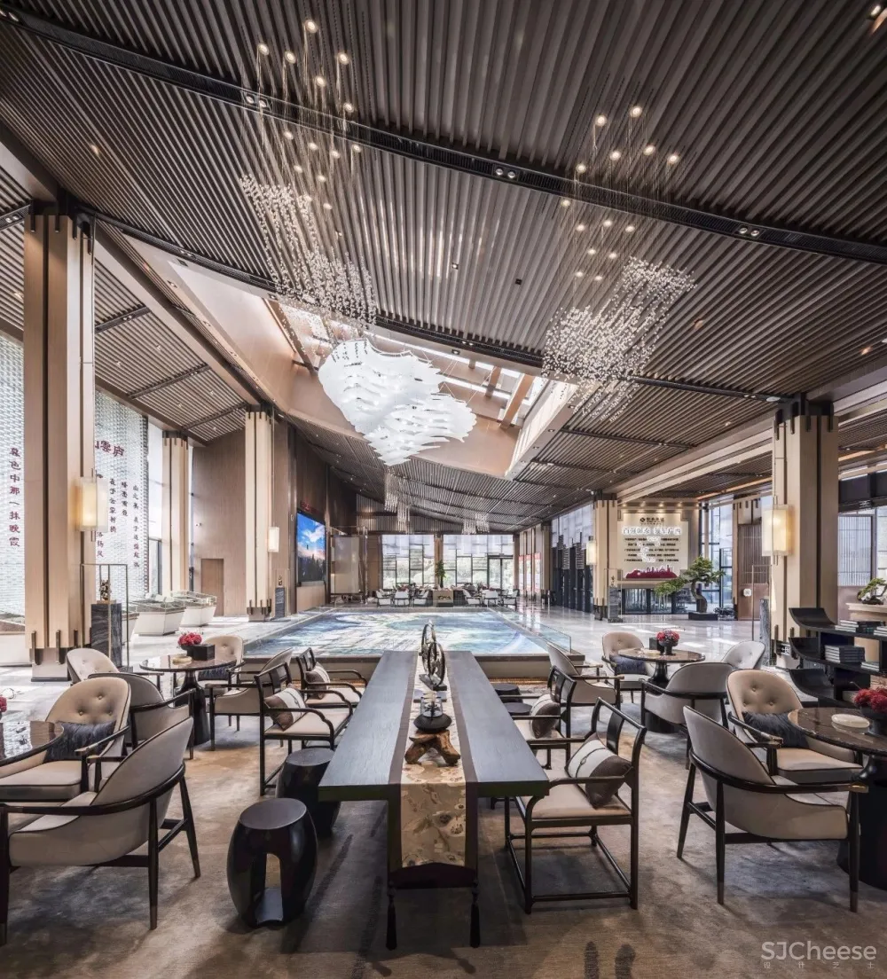 景地组设计新作—1200m²新中式风格伴山云庐售楼部落地设计方案