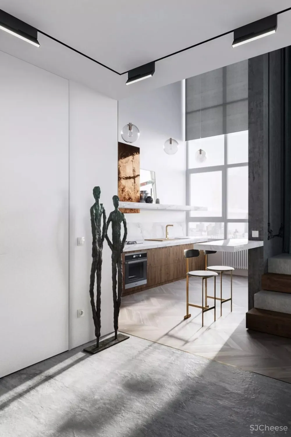 雅致与俏皮，在这座挑高公寓里交织 | Barinov Andrey 首