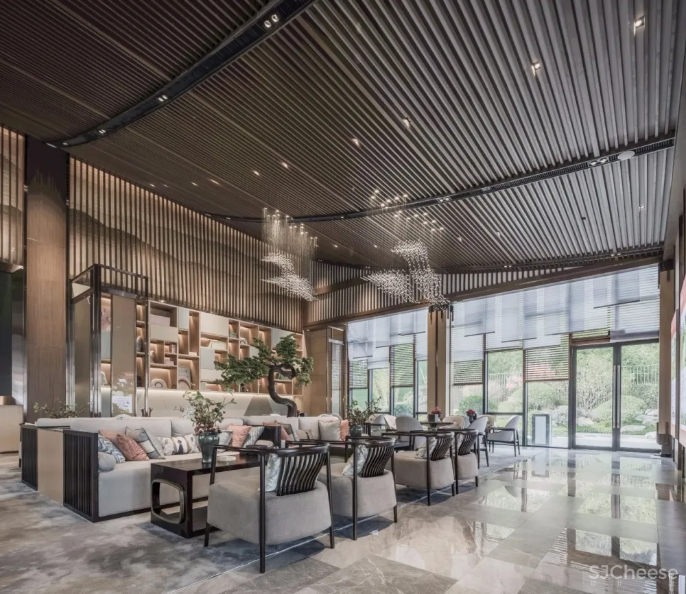 景地组设计新作—1200m²新中式风格伴山云庐售楼部落地设计方案