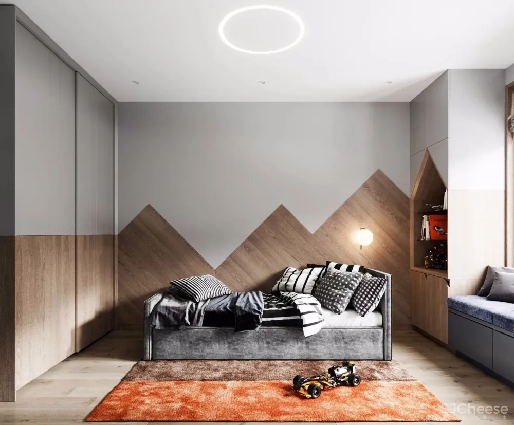 100㎡ 简约风三口之家,把拼接玩出高级感