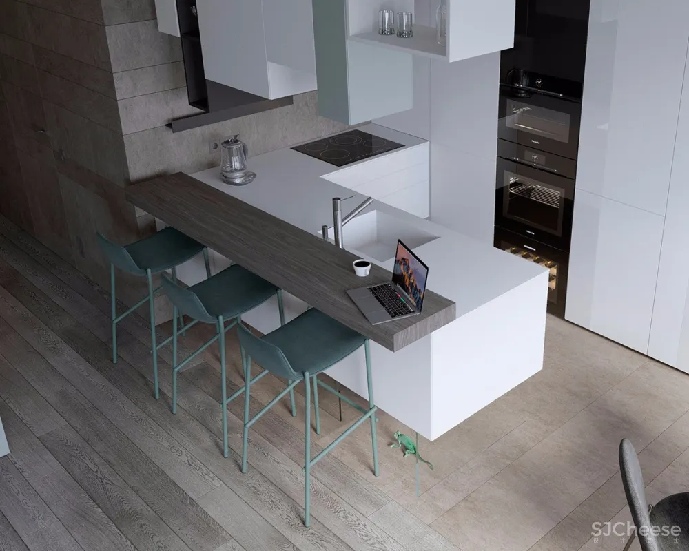 100㎡ 三室一厅,厨房、客厅这样设计太走心了