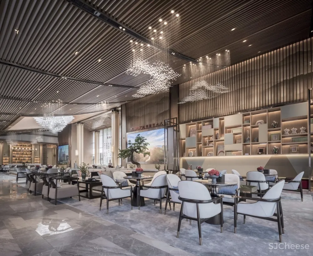 景地组设计新作—1200m²新中式风格伴山云庐售楼部落地设计方案