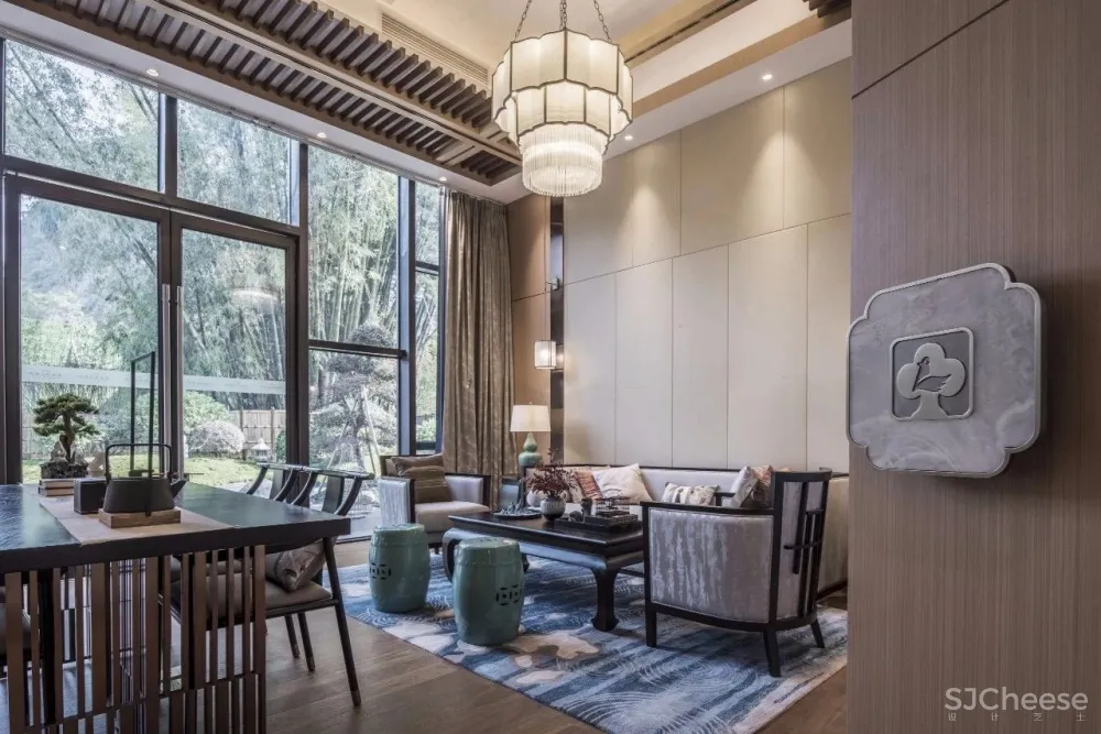 景地组设计新作—1200m²新中式风格伴山云庐售楼部落地设计方案