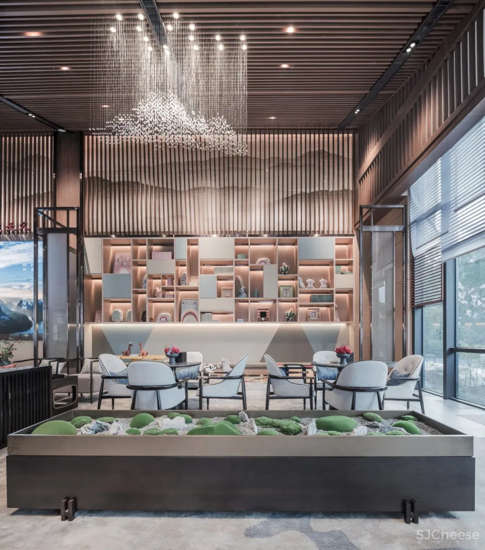 景地组设计新作—1200m²新中式风格伴山云庐售楼部落地设计方案