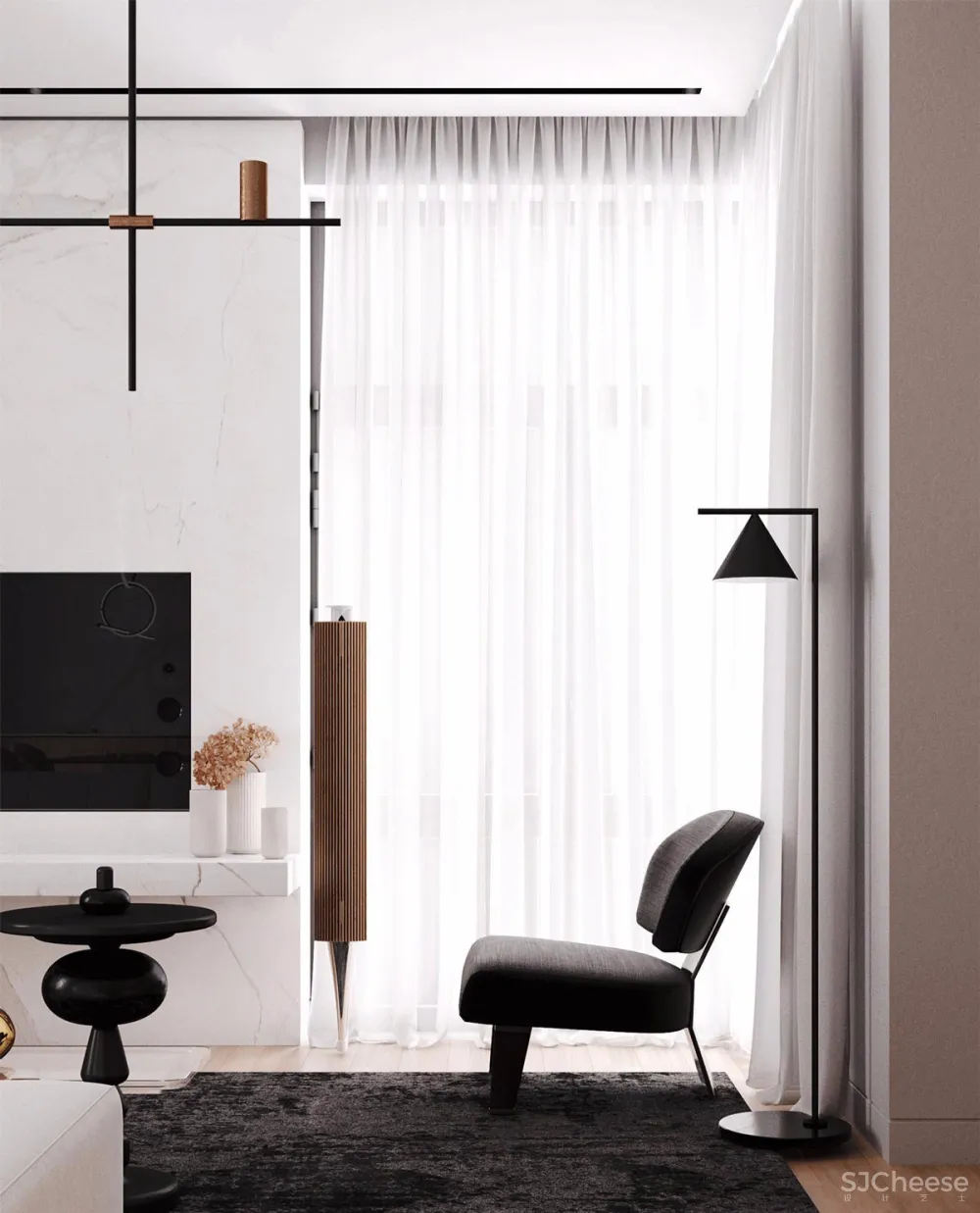 113㎡ 这样的木饰面墙设计丨30 年后都不过时