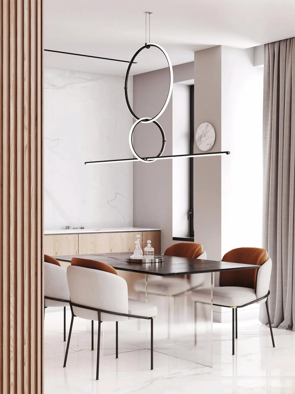 113㎡ 这样的木饰面墙设计丨30 年后都不过时