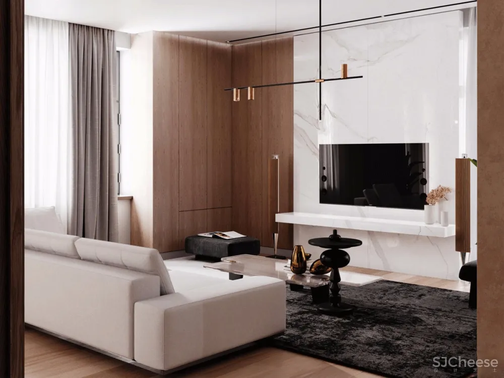 113㎡ 这样的木饰面墙设计丨30 年后都不过时