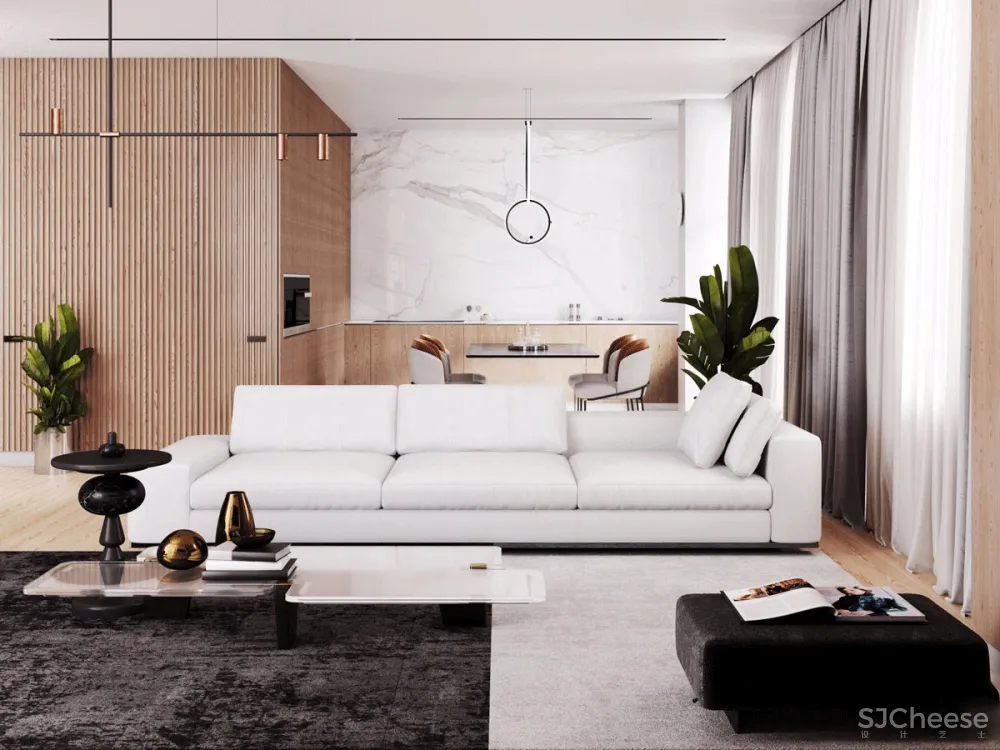 113㎡ 这样的木饰面墙设计丨30 年后都不过时