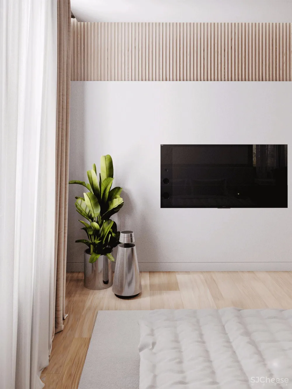 113㎡ 这样的木饰面墙设计丨30 年后都不过时