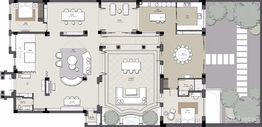 800m²法式合院丨演绎现代轻奢版时尚豪宅