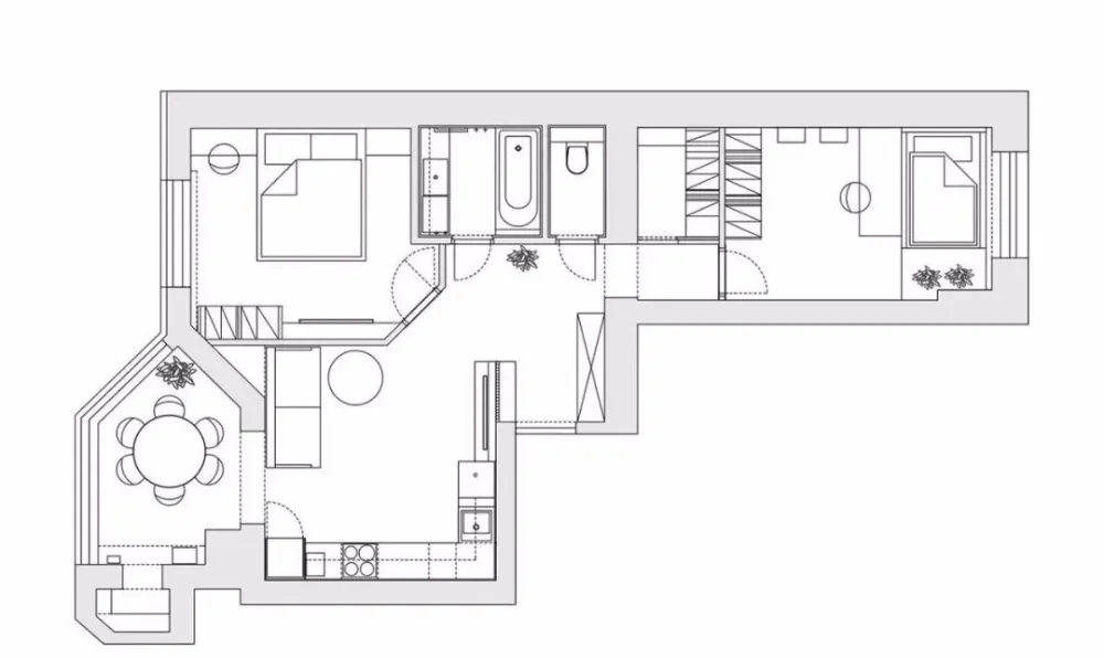 66㎡ 的公寓丨竟能设计出2室1厅和独立马桶间