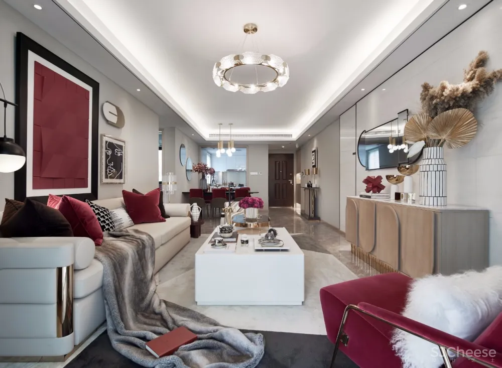 ‘’红梨色‘’点缀的奢丽雅致样板房丨这是一场以取悦自我为主题的视觉盛宴