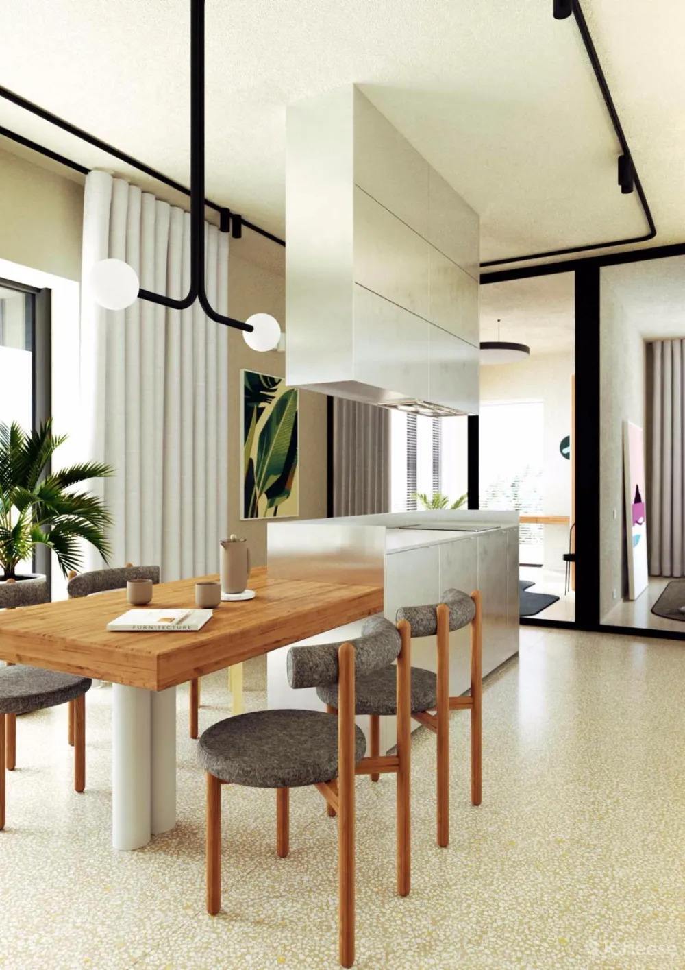 76㎡ 两室两卫丨开放式的设计