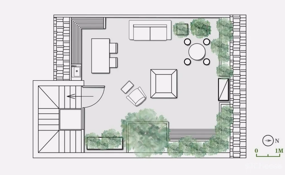 310㎡ 顶层洋房丨在这里养花、聚餐,美极了