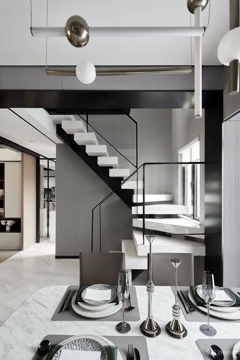 【HBA倾力新作】现代极简风复式样板房设计 ，将空间利用最大化，融入功能，简而不减！