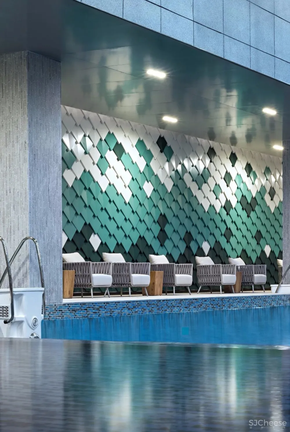 孔雀绿+水磨石丨CL3创造出多元复合的体验式商业空间