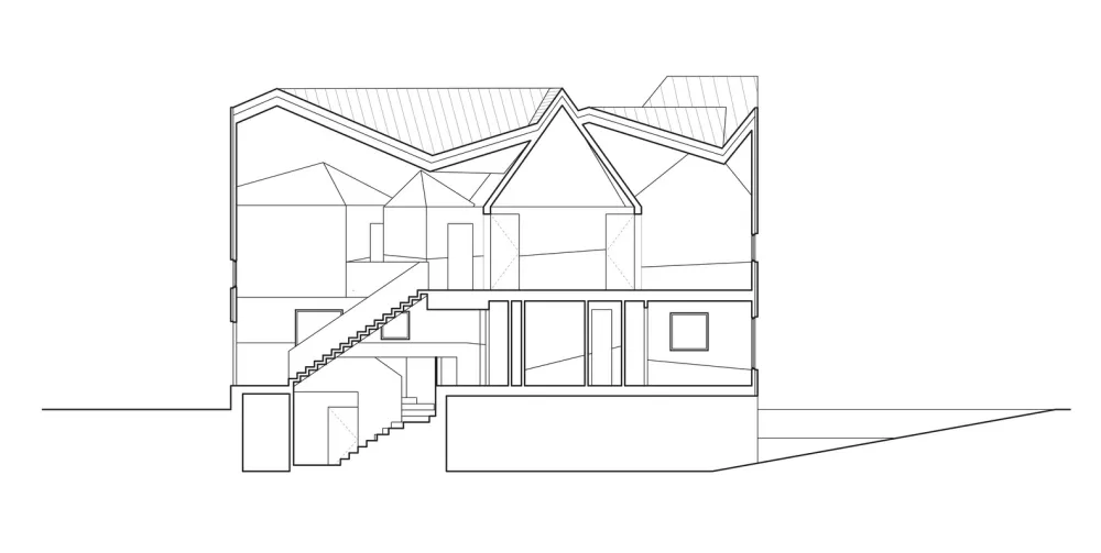 山墙屋顶住宅,美国仅有两座交叉叠层木材住宅之一 / MALL