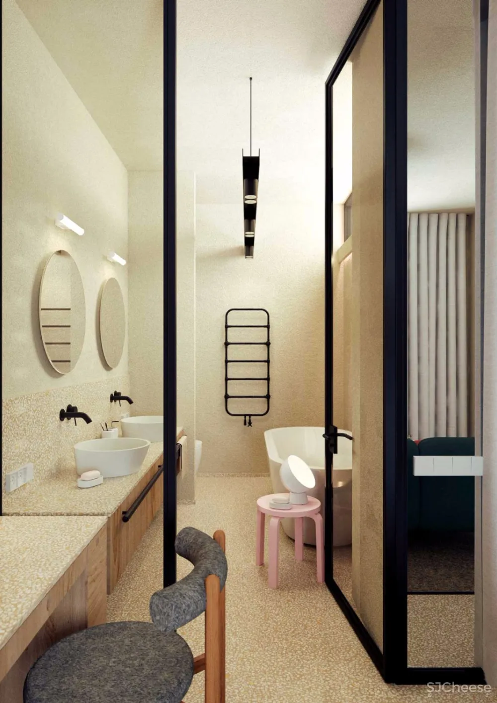 76㎡ 两室两卫丨开放式的设计