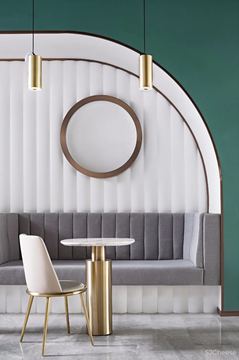 孔雀绿+水磨石丨CL3创造出多元复合的体验式商业空间