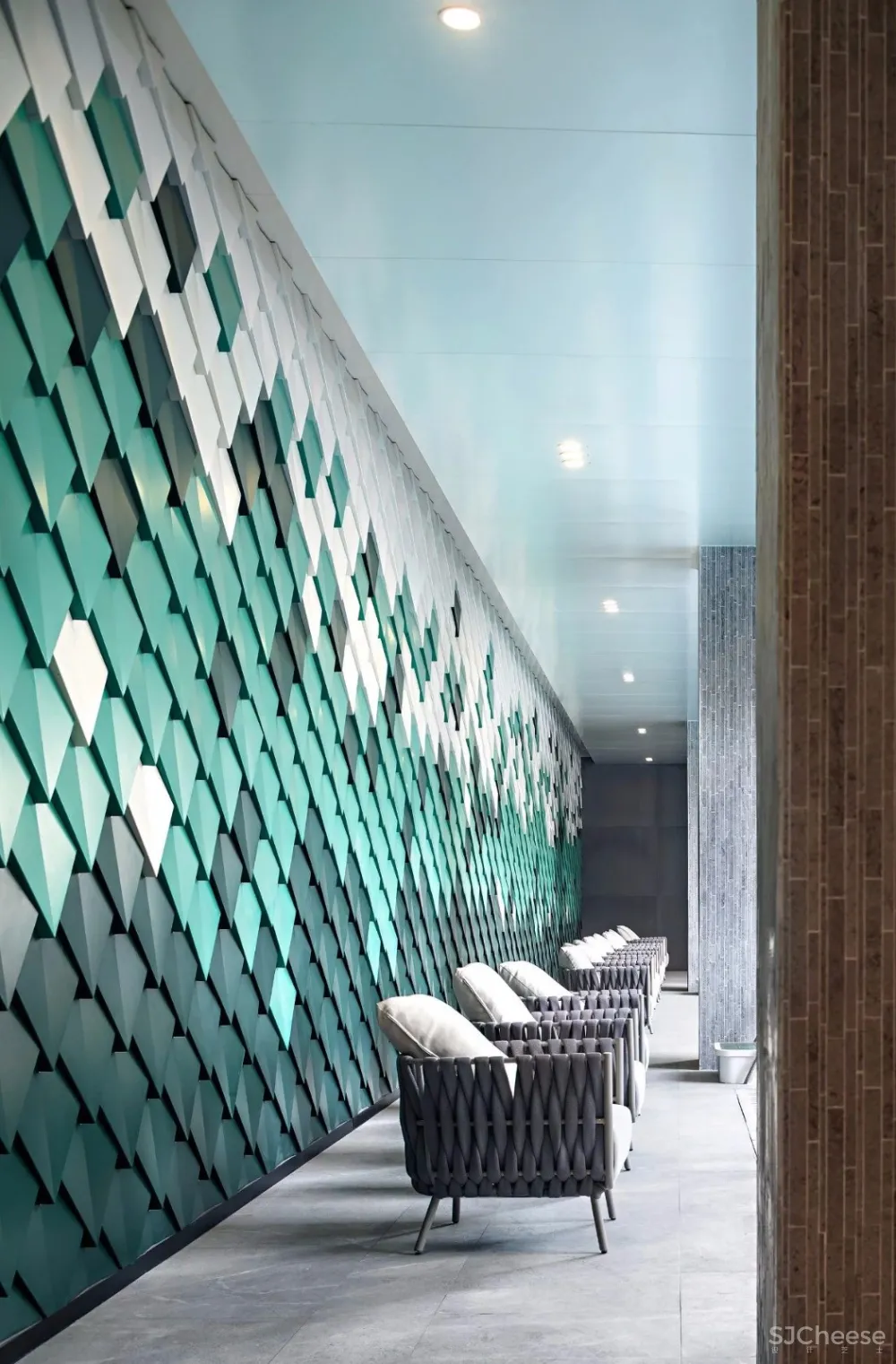 孔雀绿+水磨石丨CL3创造出多元复合的体验式商业空间
