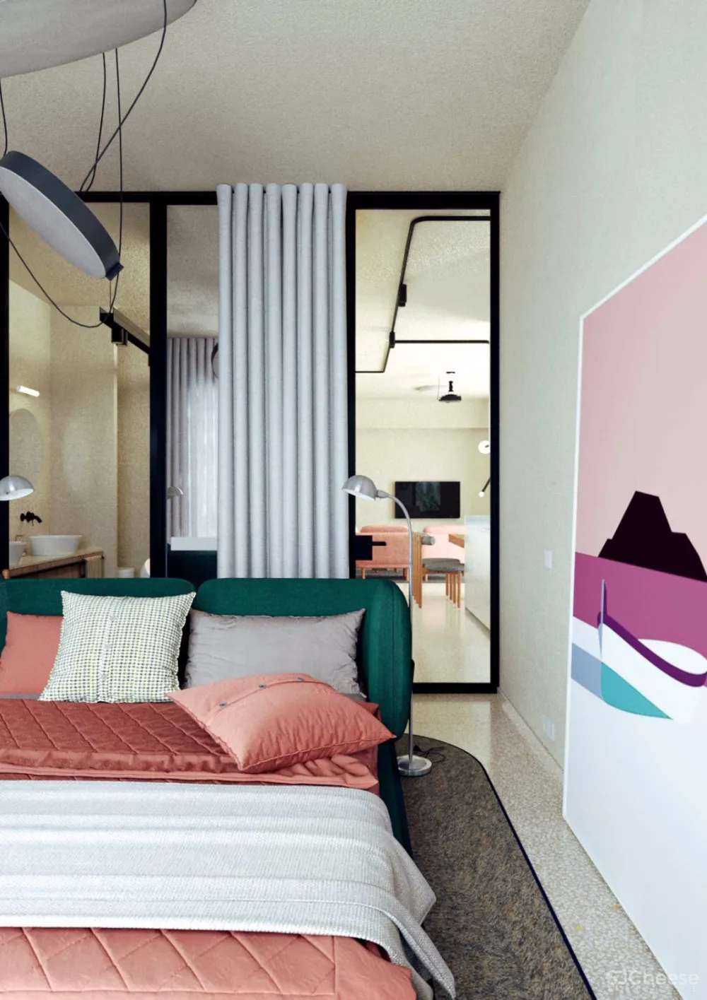 76㎡ 两室两卫丨开放式的设计