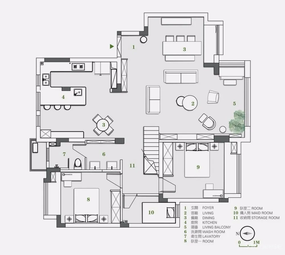 310㎡ 顶层洋房丨在这里养花、聚餐,美极了