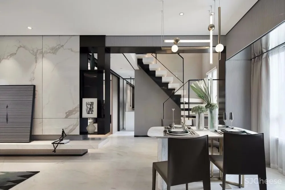 【HBA倾力新作】现代极简风复式样板房设计 ，将空间利用最大化，融入功能，简而不减！