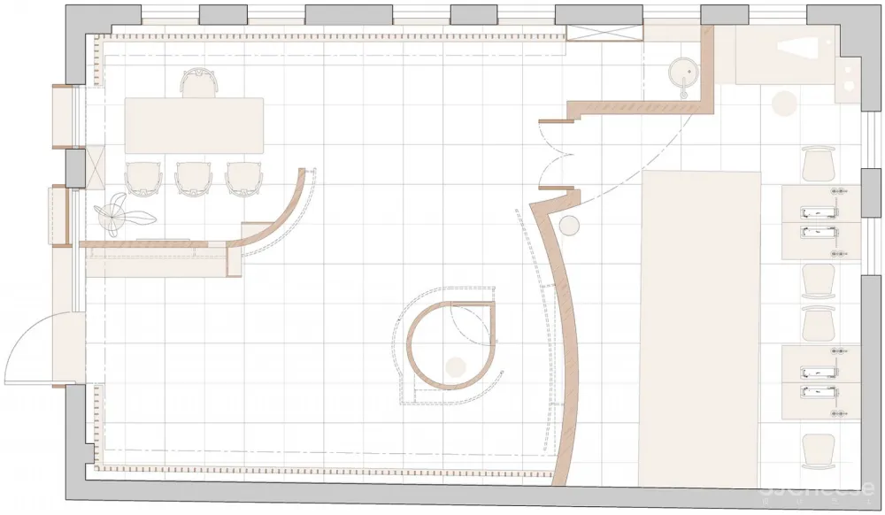 “面料”带给空间的卷曲与自由,北京“往夕”服装工作室 帕姆建筑