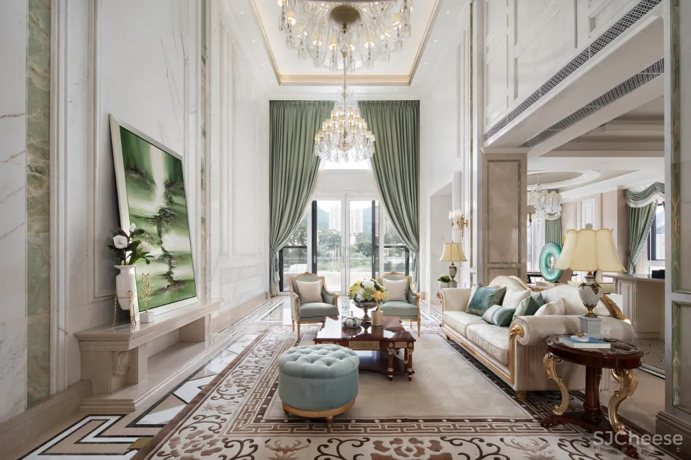 魅无界设计丨颐和山庄别墅:在3000㎡独栋别墅中,聆享优雅法式生活意境