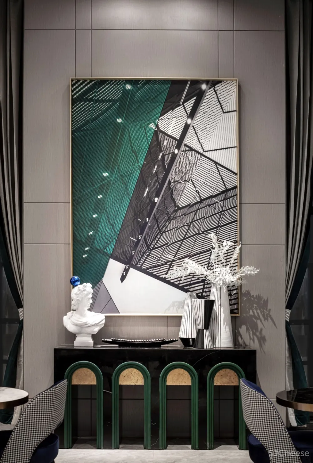 【柏舍设计新作】将Art Deco概念融入现代轻奢风的销售中心软装设计方案