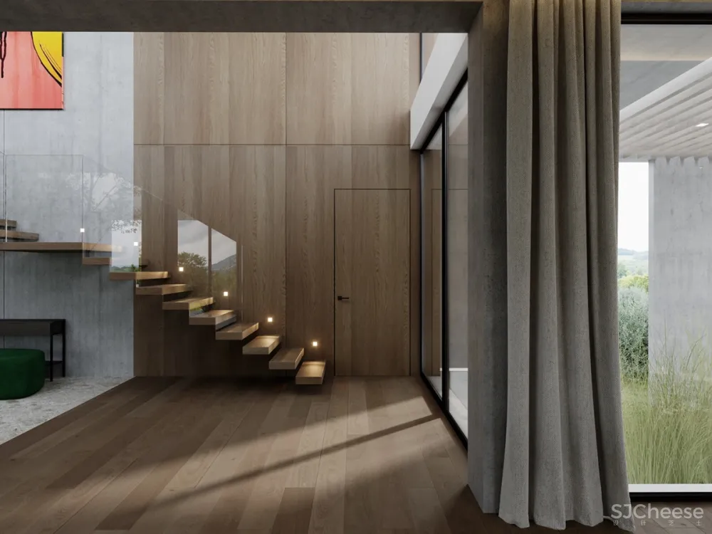 拥有精致庭院和浮动楼梯的高档现代住宅设计 Studioe