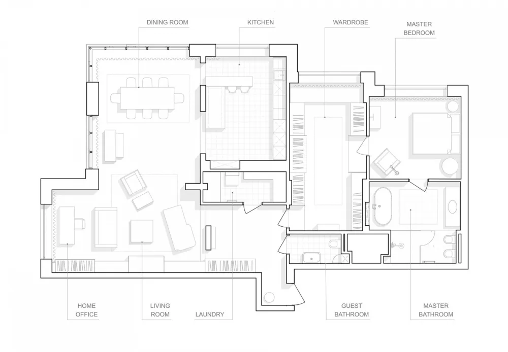 舒适主义，150m²年轻女士公寓 Balbek Bureau